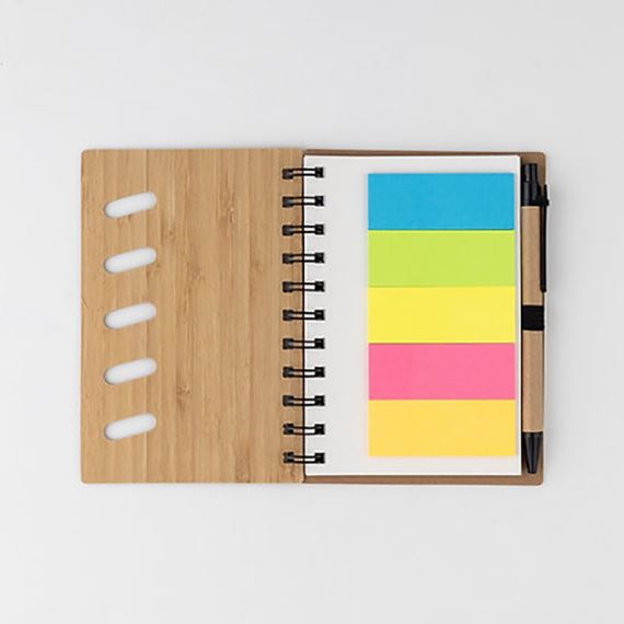 ECO-CUADERNO BAMBU CON POST-ITS  Y ECO BOLIGRAFO