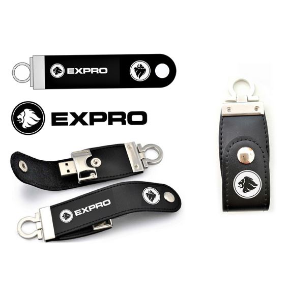 PENDRIVE ‘LLAVERO’ DE CUERO Y METAL PLATEADO. CAPACIDAD: 8, 16 Y 32GB