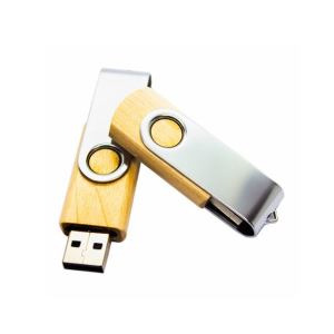 PENDRIVE GIRATORIO CUERPO DE MADERA Y TAPA DE METAL. CAPACIDAD: 8, 16 Y 32GB.